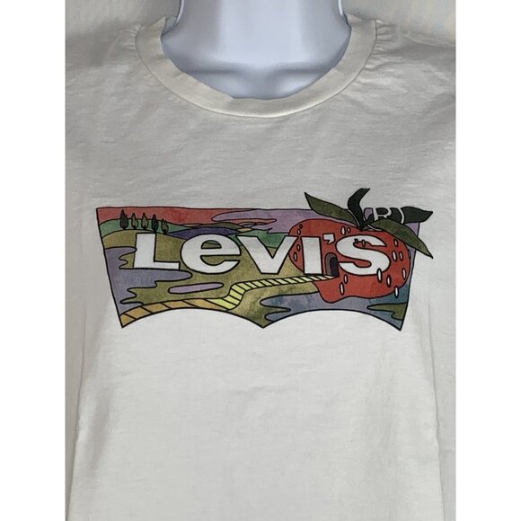 Levis Womens White Graphic T-Shirt Size S/P - Picture 3 of 9